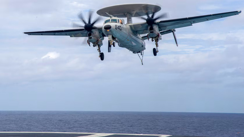 E-2D Hawkeye preparing to land on the USS Gerald R. Ford