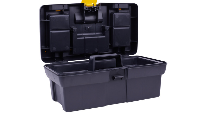 Opened Tool box isolated on white background