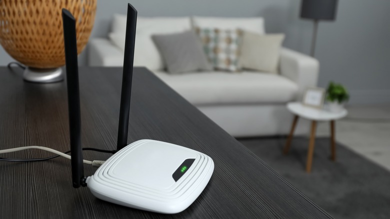 wifi router on shelf