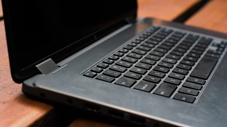Windows laptop closeup view