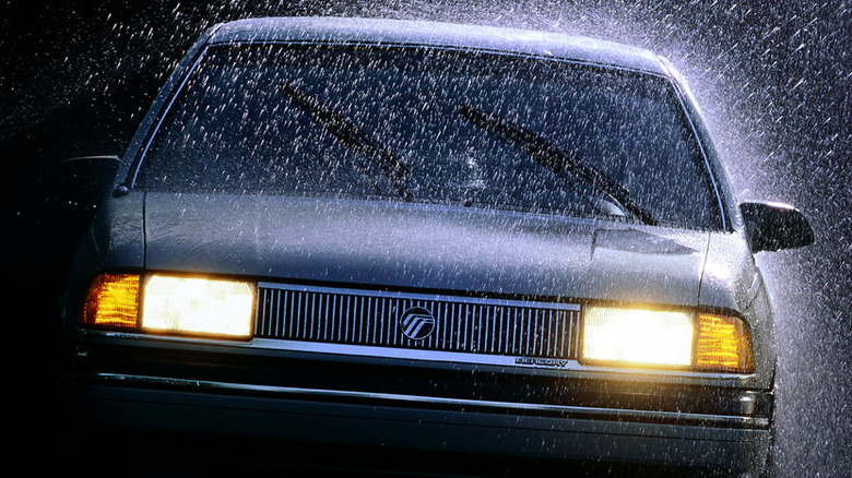 Mercury Topaz headlights in rain