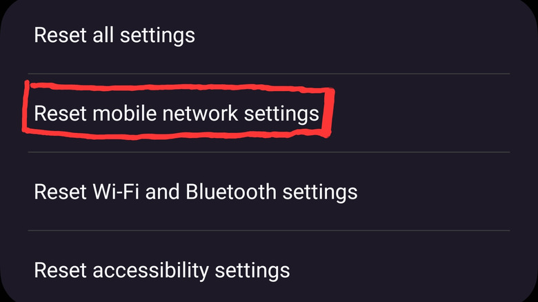Reset menu on Android