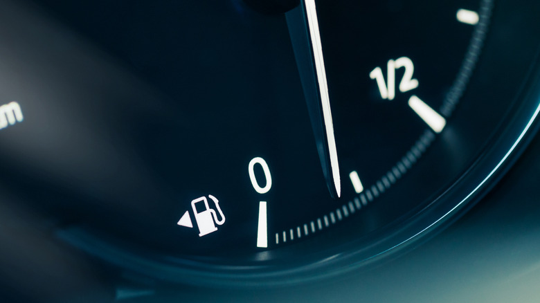 A close-up image of a car's gas gauge.
