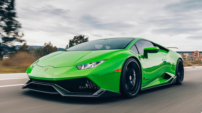 Lamborghini driving on highway 