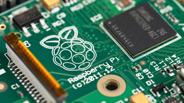 Close-up of Raspberry Pi circuit board