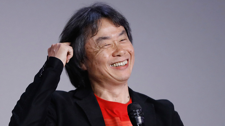 Shigeru Miyamoto giving a speech