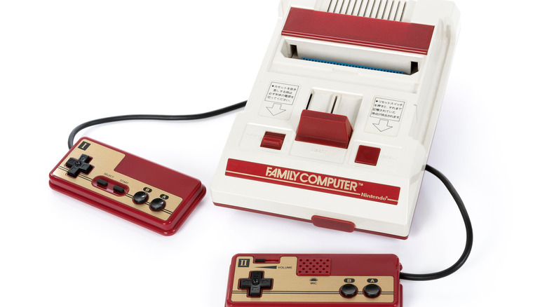 Nintendo Famicom with two controllers