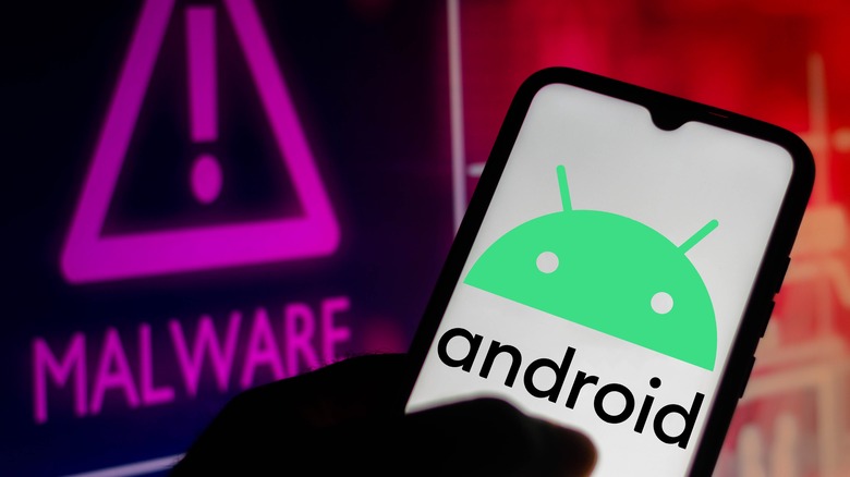 Android logo smartphone malware warning