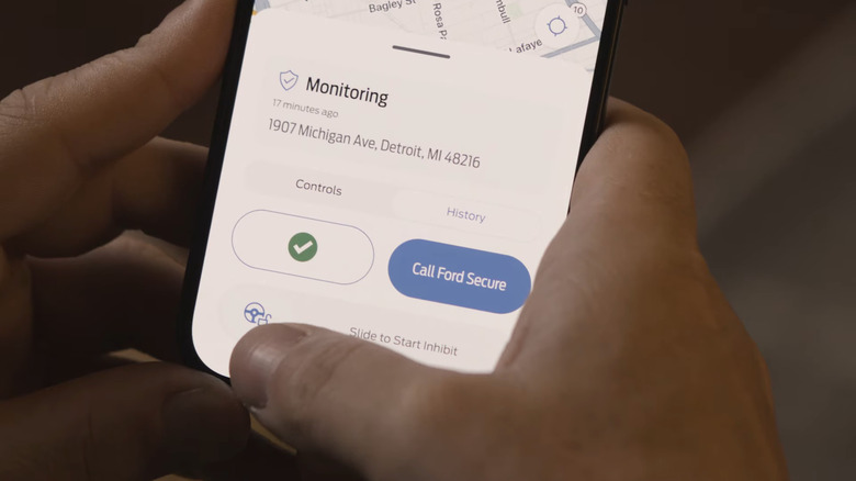 Call Ford Secure button in the FordPass mobile app.