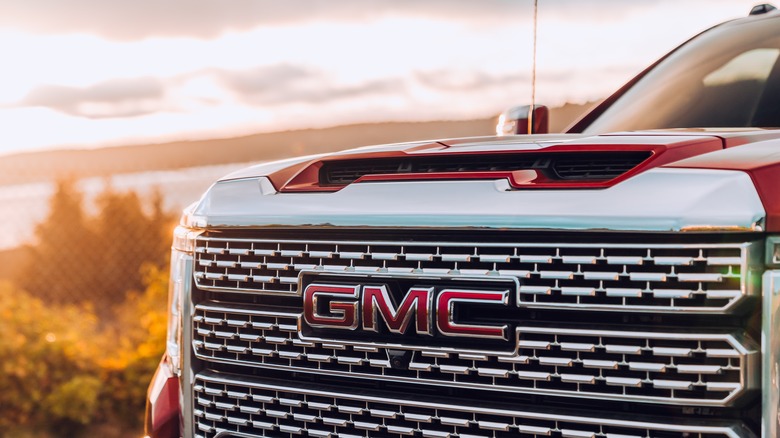 gmc logo grille truck suv red