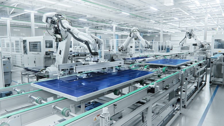 solar panels being made