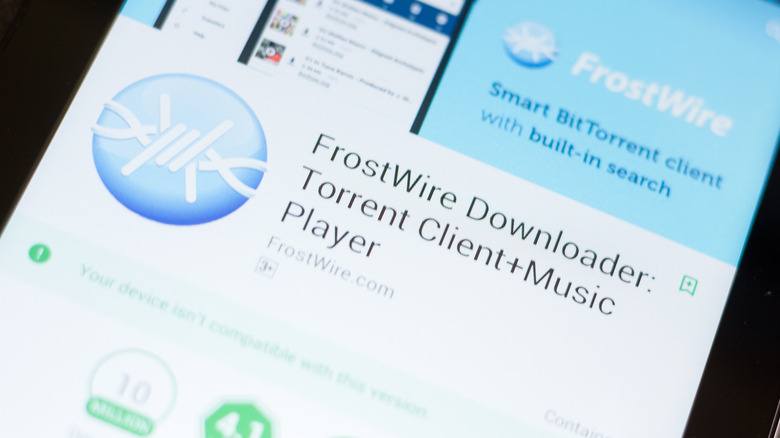 Frostwire, as it appears on a phone screen