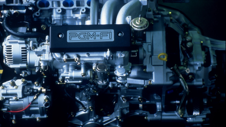 An overhead view of the 1990 Honda Accord engine.