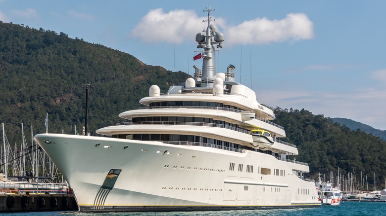 modern super yacht on water