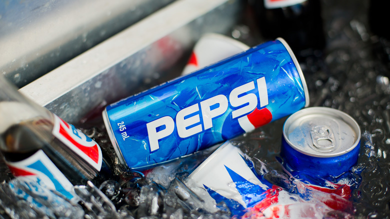 Pepsi products in cooler