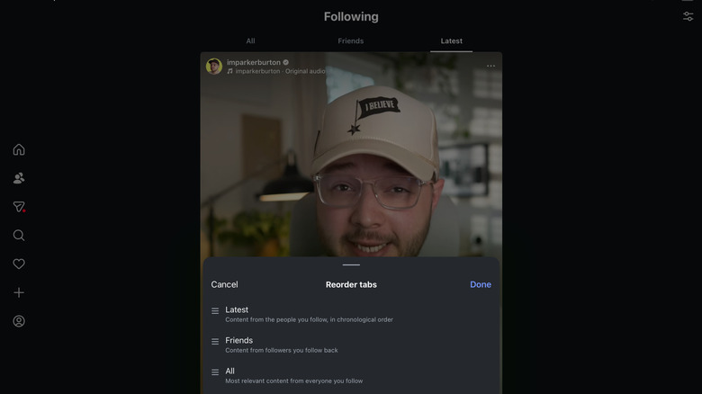Instagram Following tab on the iPad app