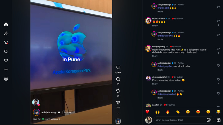 Instagram iPad app showing a Reel with comments next to it