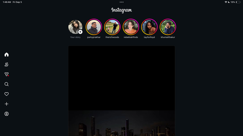 Instagram homepage on iPad