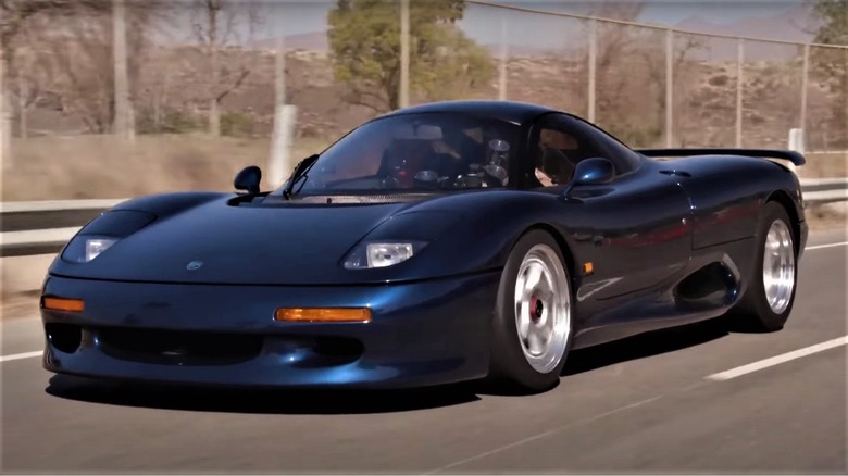 Jaguar XJR-15 supercar on road