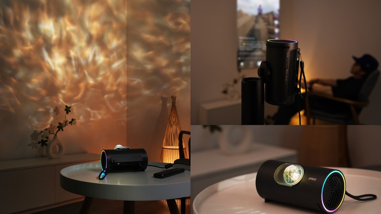 PicoPlay projecting ambient light and vertical video