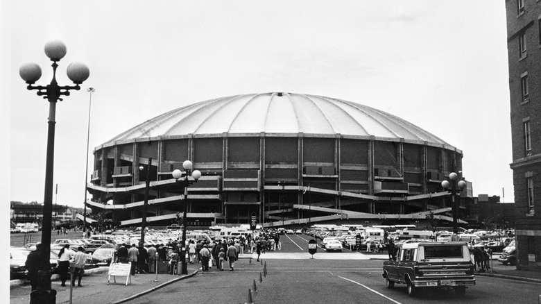 Seattle Kingdome shown in 1970s black-and-white period photograph