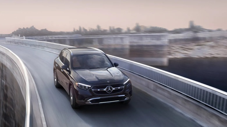 SUV in motion on highway