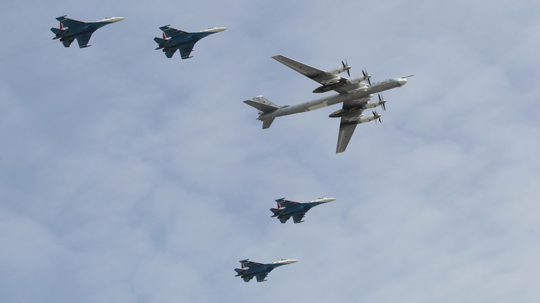 a Tu-95 over Red Square