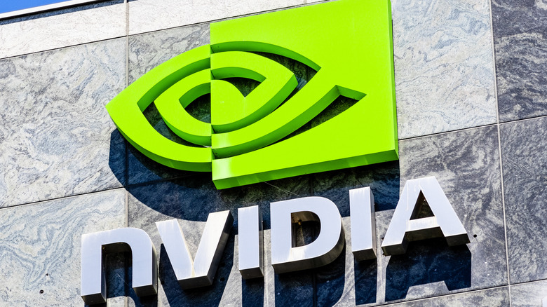 Nvidia all-seeing eye logo on building