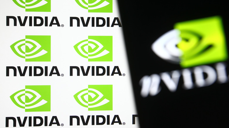 Rows of Nvidia logos displayed on screen