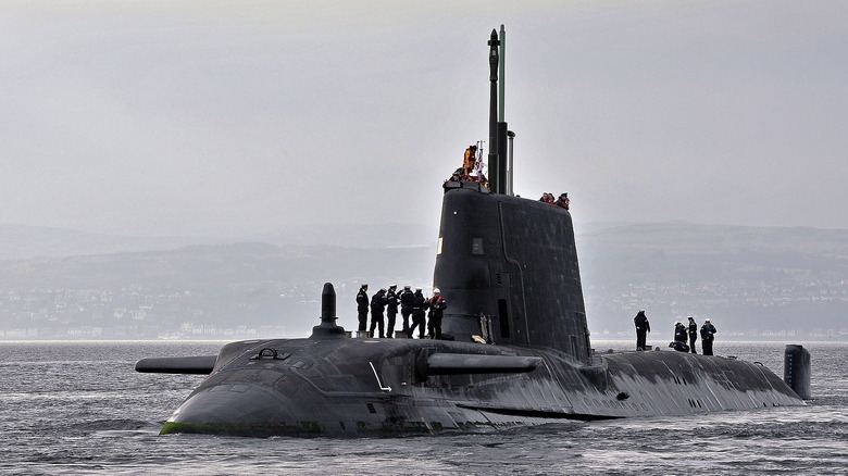 Royal Navy Submarine HMS Astute Returns to U.K. Naval Base Clyde Clyde