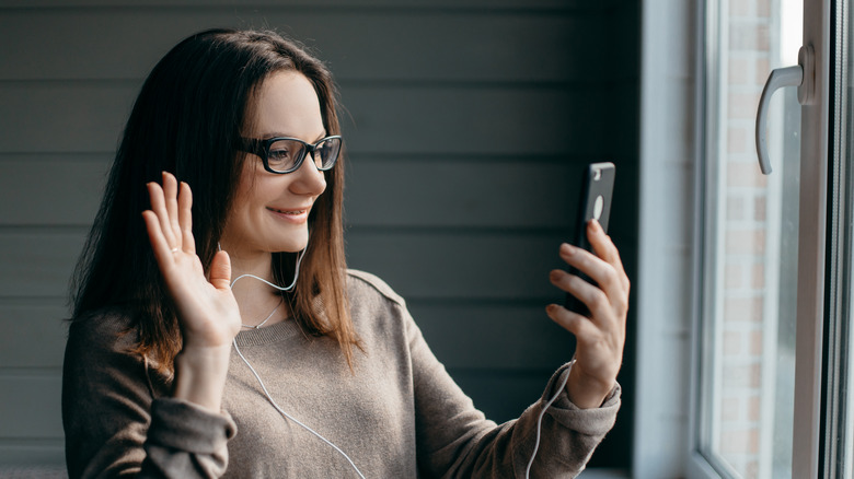 woman using facetime