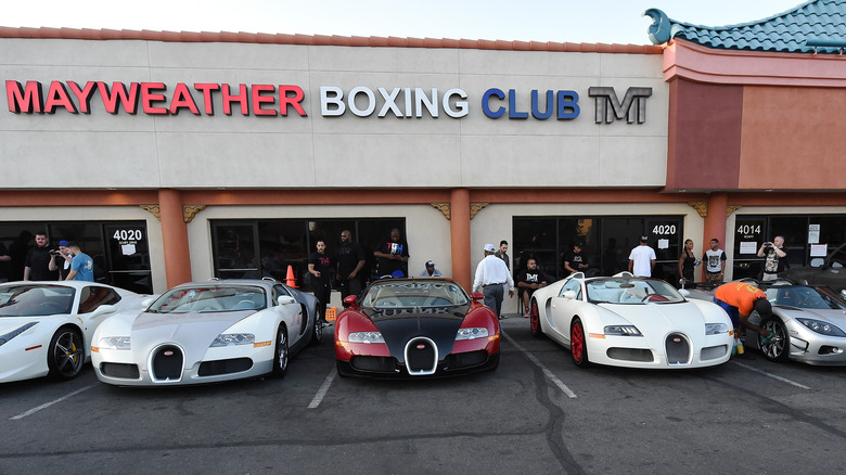 Multiple Bugattis parked side by side