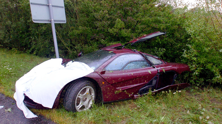 Rowan Atkinson's crashed McLaren F1