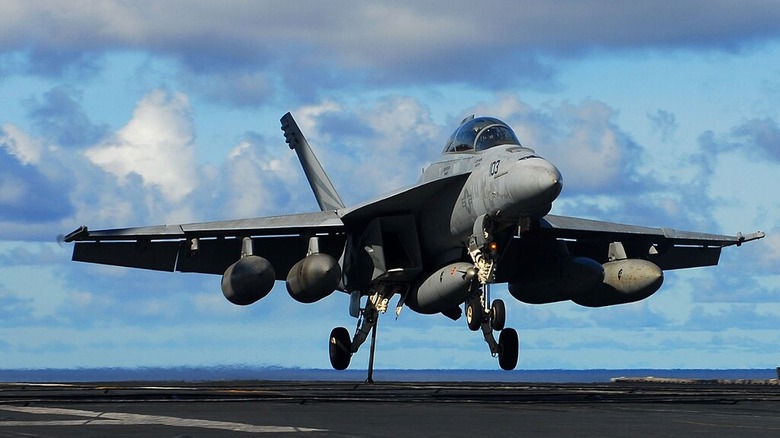 An F/A-18F Super Hornet from the "Black Knights" of Strike Fighter Squadron (VFA) 154