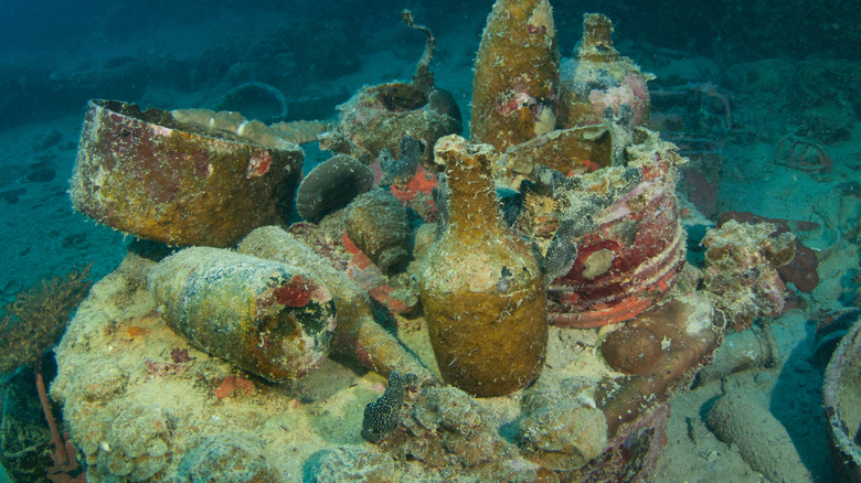 Various valuable items sunk underwater.