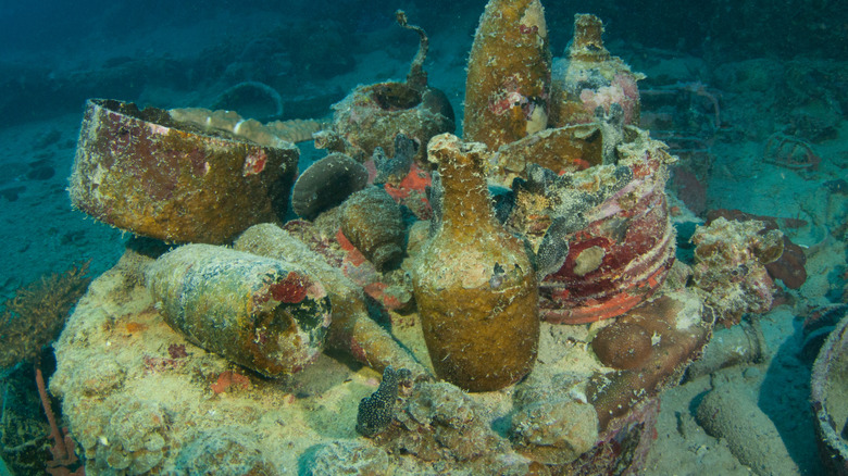 Various valuable items sunk underwater.