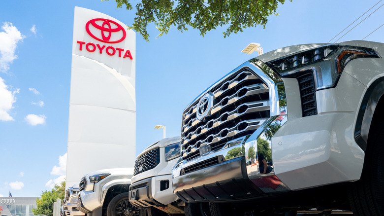 Toyota trucks at a dealership