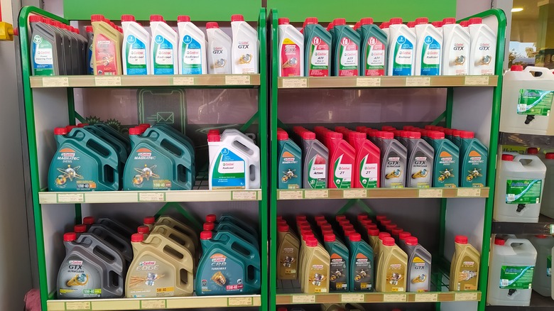 racks of Castrol oil