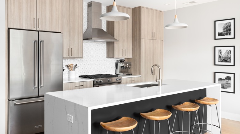 kitchen with an island and KitchenAid appliances