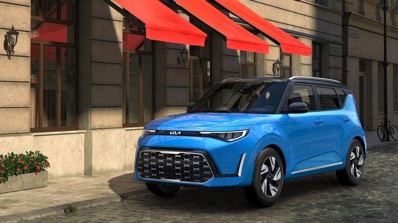 Kia Soul by shopfront