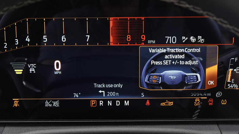 2025 Ford Mustang GTD gauge cluster with VTC activated