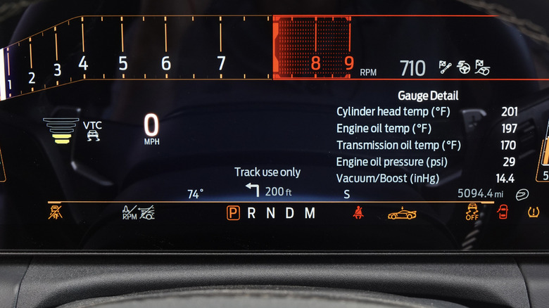 2025 Ford Mustang GTD gauge cluster with engine readouts