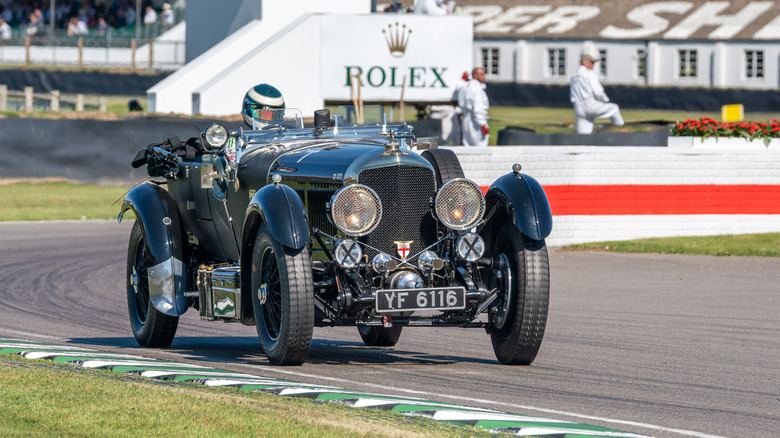 1928 Bentley Speed Six convertible on track