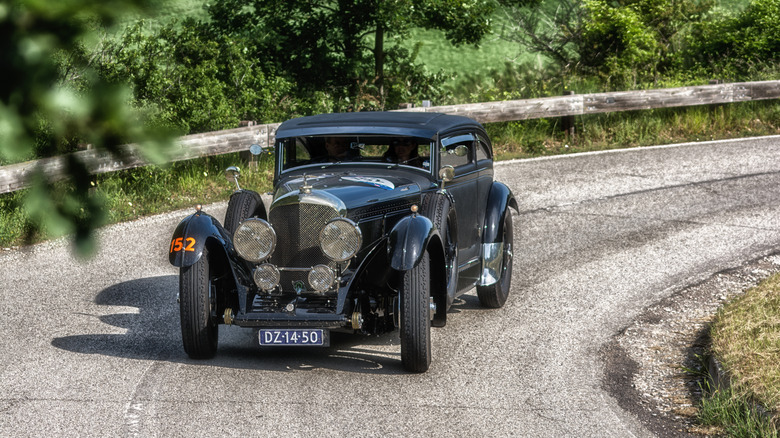 Bentley B Special Blue Train on road