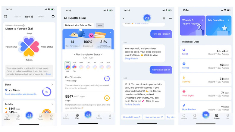 RingConn mobile app features in screenshots