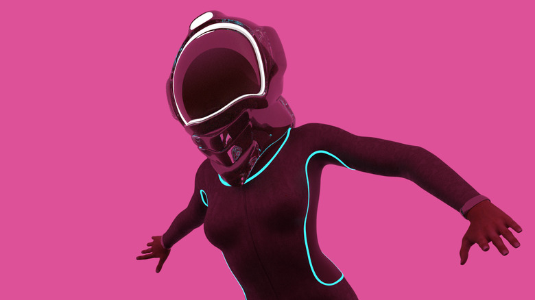 woman in futuristic spacesuit