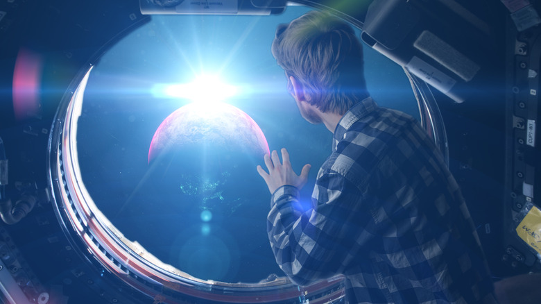 man on space vacation