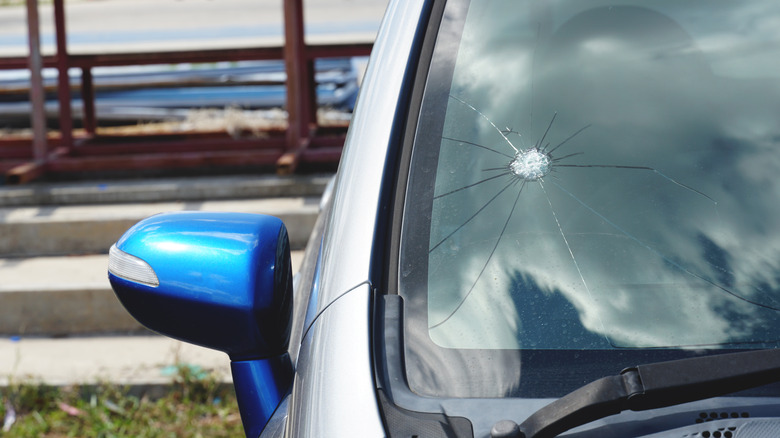 Car cracked windshield