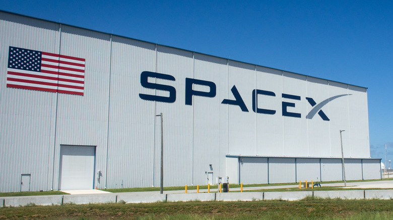 SpaceX logo on building
