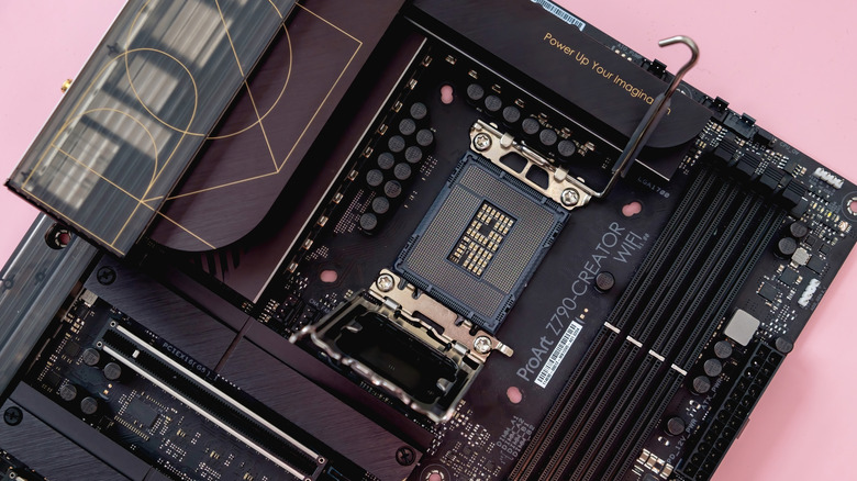 ASUS ProArt Z790-CREATOR WIFI motherboard with the CPU socket exposed